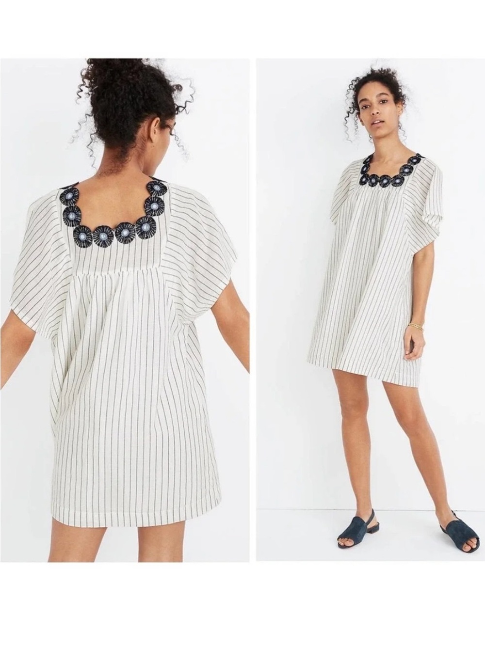 Madewell Embroidered Striped Butterfly‎ Dress